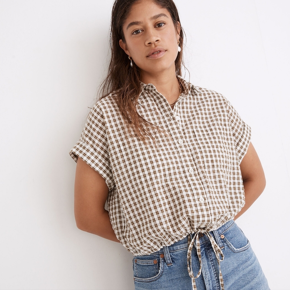Madewell Seersucker Drawstring Button-Up Shirt